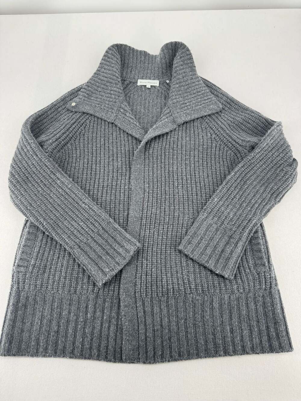 White + Warren Shawl Cardigan Sweater Size XS Gray Cashmere Ribbed